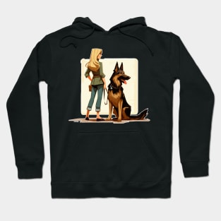 Cartoon woman with German Shepherd Hoodie